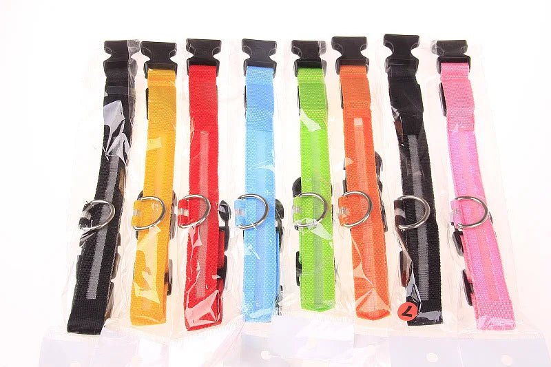 Nylon LED Night Safety Flashing Glow In The Dark Dog Leash Dogs Luminous Fluorescent Pet Dog Collar - Cozy & Co. Market