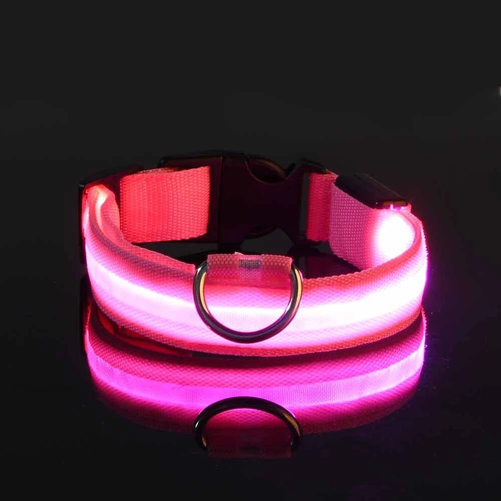 Nylon LED Night Safety Flashing Glow In The Dark Dog Leash Dogs Luminous Fluorescent Pet Dog Collar - Cozy & Co. Market