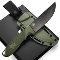 ODENWOLF W-FLAT Full Tang Survival Knife with Sheath - Stylish Tactical Fixed Blade Knife - Made of D2 Steel - Bushcraft and Camping Knife Survival - Perfect EDC Hunting Knife with TPE Handle - Cozy & Co. Market