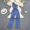 One Size Summer Fashion Slim Fit Slant Neck Sleeveless Jumpsuit High Waisted Straight Leg Wide Leg Pants Jumpsuit - Cozy & Co. Market