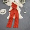 One Size Summer Fashion Slim Fit Slant Neck Sleeveless Jumpsuit High Waisted Straight Leg Wide Leg Pants Jumpsuit - Cozy & Co. Market