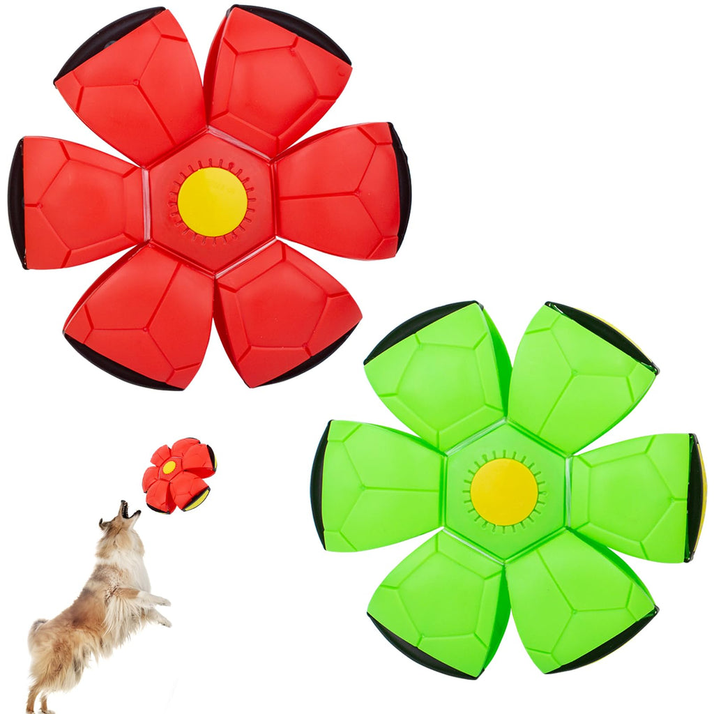 OOXYG Dog Flying Disc 2 Pack Pet Toy Flying Saucer Ball for Dog Interactive Dog Disc Saucer Ball Toys for Medium Large Dogs Doggy Disc Ball 3 Light Teeth Red+Green - Cozy & Co. Market