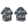 Oversized American Style 2023 Summer Fried Street Fashion Small Fish Print New Personalized Mens Casual Shirts - Cozy & Co. Market