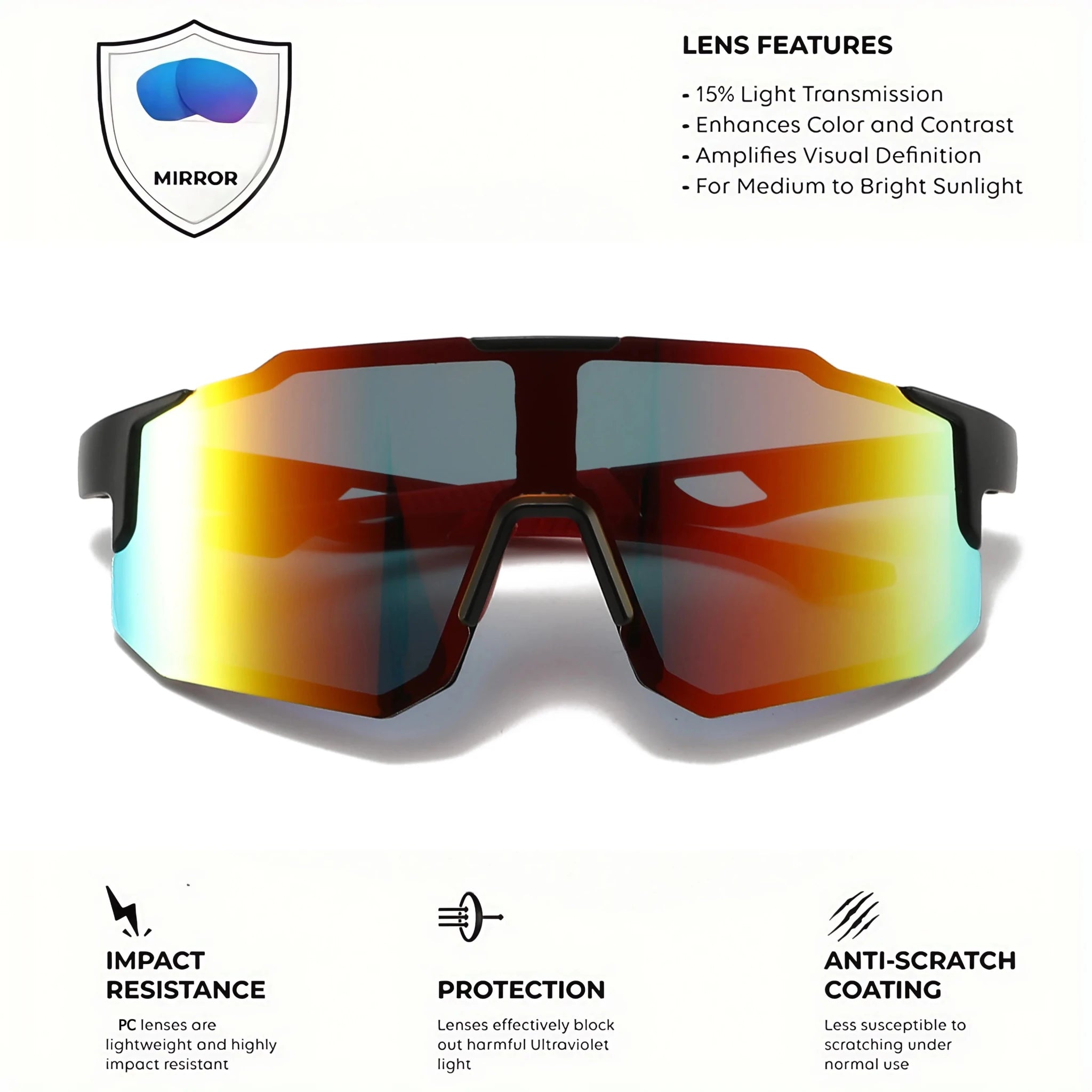 Oversized Colorful Sports Sunglasses - Wraparound Design, UV400 Unisex Comfort Fit for Cycling, Hiking & Outdoor - Cozy & Co. Market