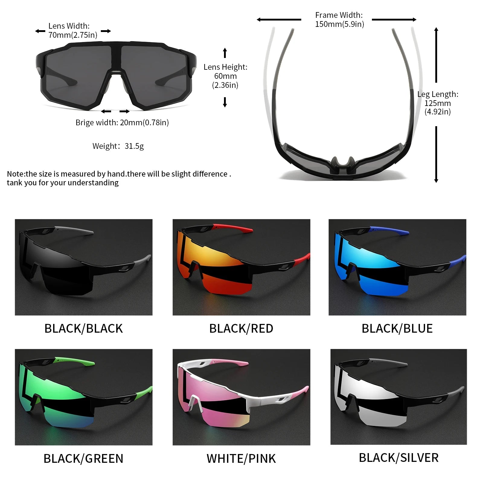 Oversized Colorful Sports Sunglasses - Wraparound Design, UV400 Unisex Comfort Fit for Cycling, Hiking & Outdoor - Cozy & Co. Market
