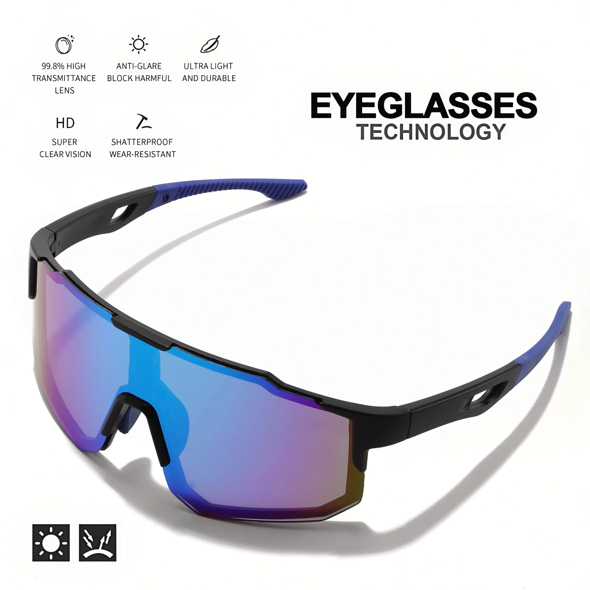 Oversized Colorful Sports Sunglasses - Wraparound Design, UV400 Unisex Comfort Fit for Cycling, Hiking & Outdoor - Cozy & Co. Market