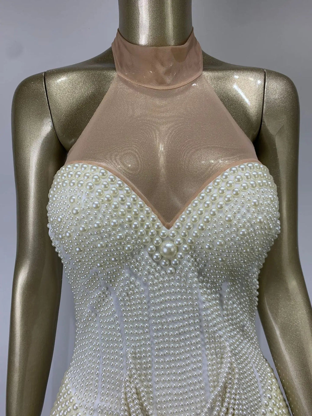 Pearl Beaded Sleeveless Evening Bodysuit - Cozy & Co. Market