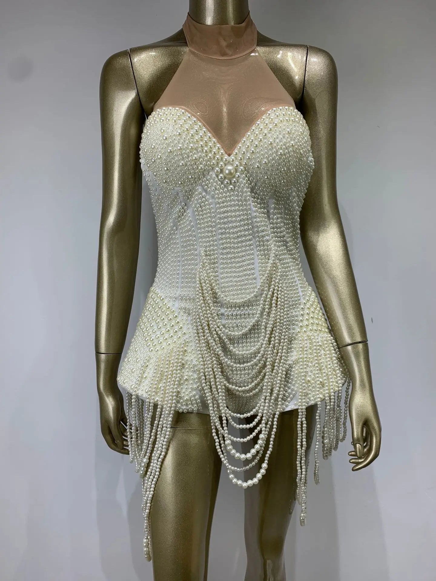 Pearl Beaded Sleeveless Evening Bodysuit - Cozy & Co. Market