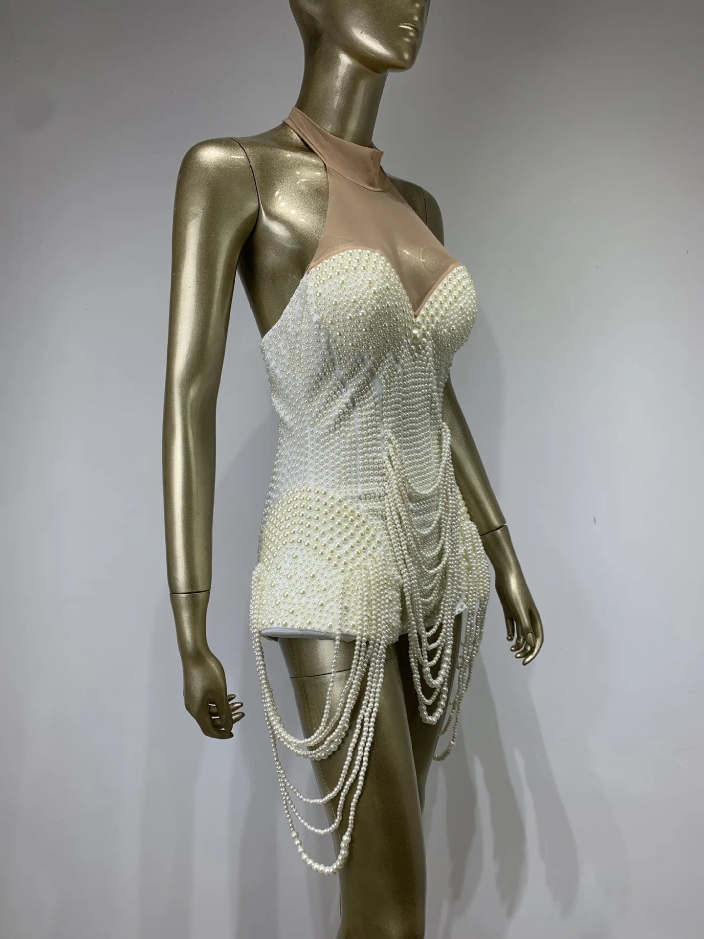 Pearl Beaded Sleeveless Evening Bodysuit - Cozy & Co. Market