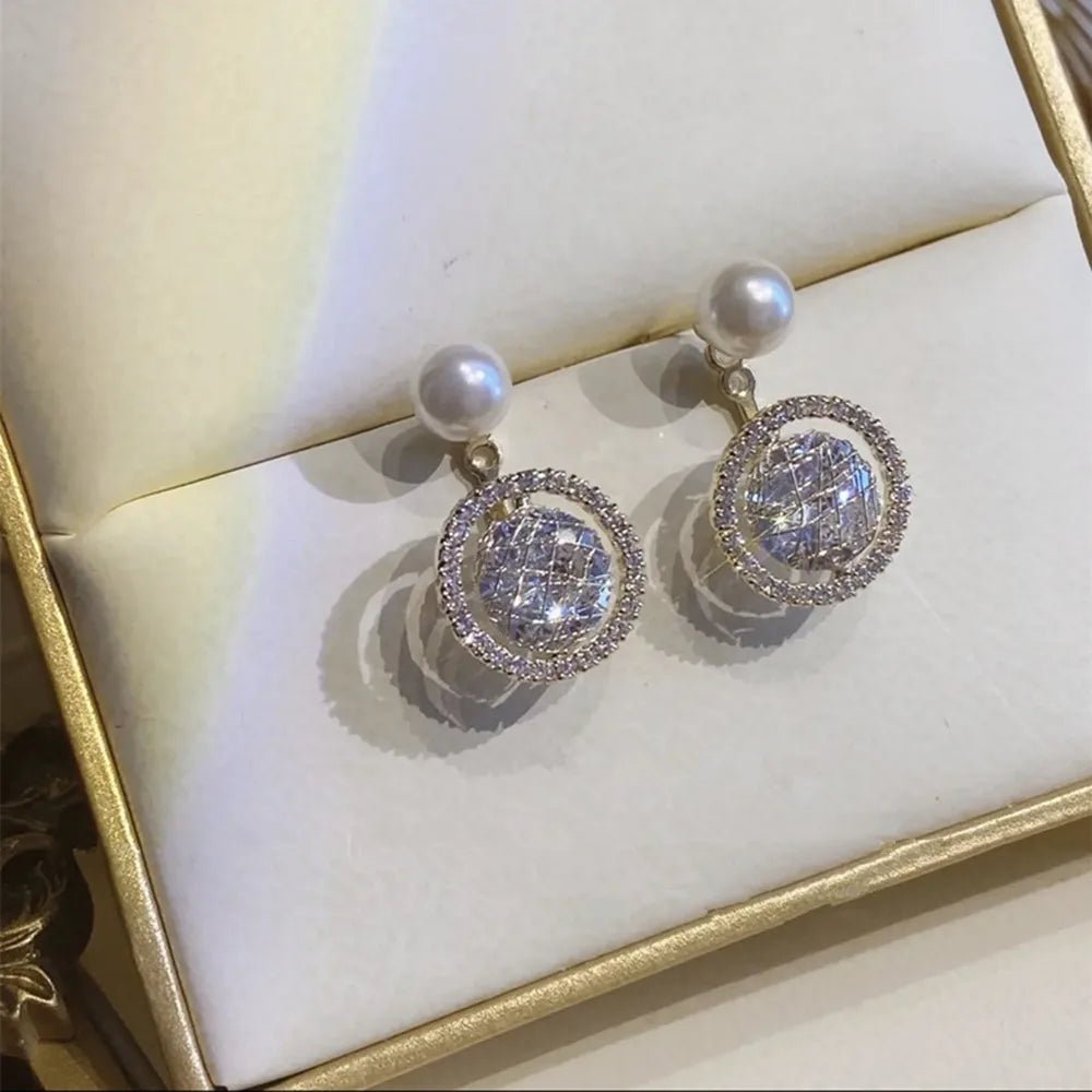 Pearl & Rhinestone Flower Drop Earrings - Cozy & Co. Market