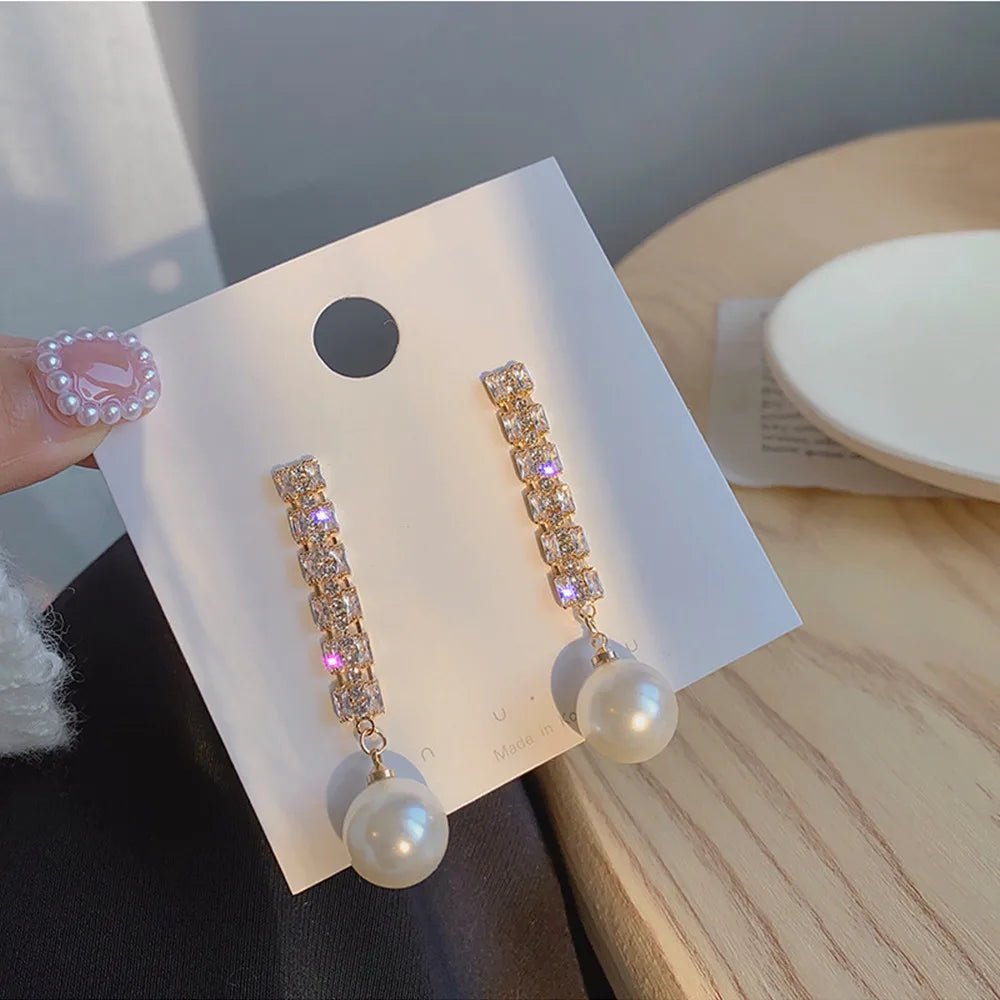 Pearl & Rhinestone Flower Drop Earrings - Cozy & Co. Market