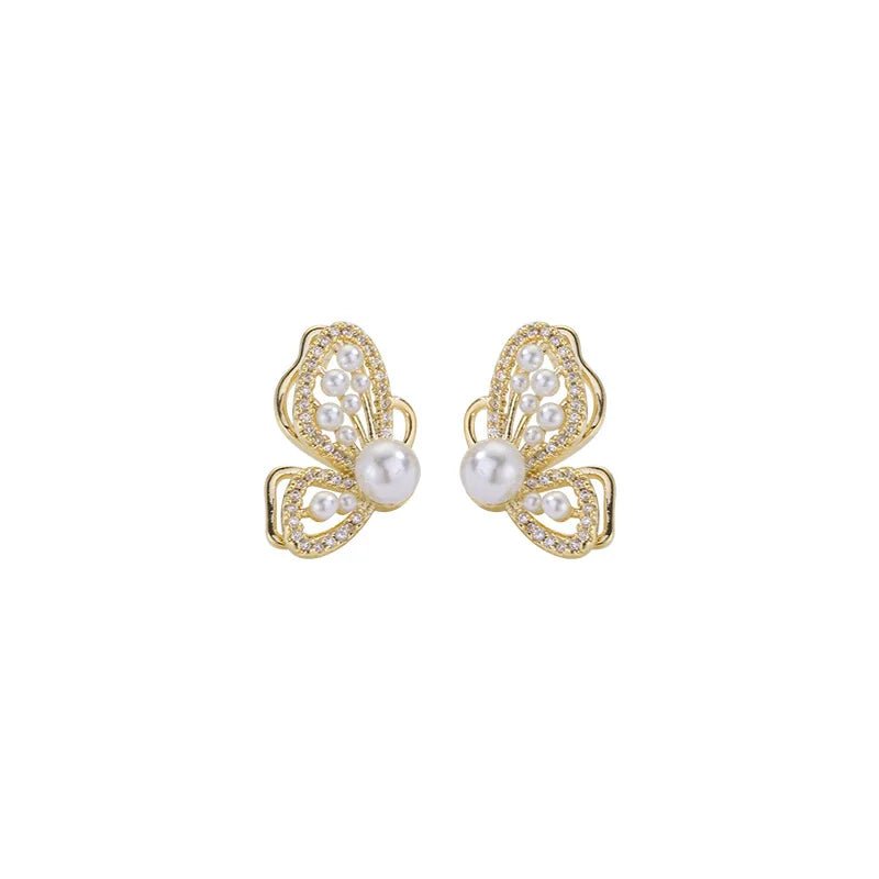Pearl & Rhinestone Flower Drop Earrings - Cozy & Co. Market