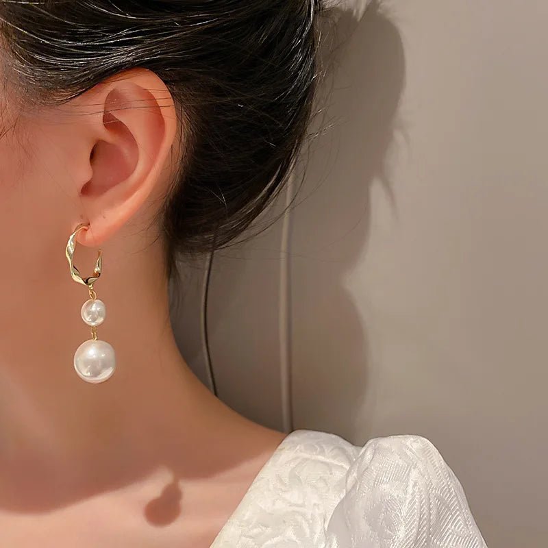 Pearl & Rhinestone Flower Drop Earrings - Cozy & Co. Market