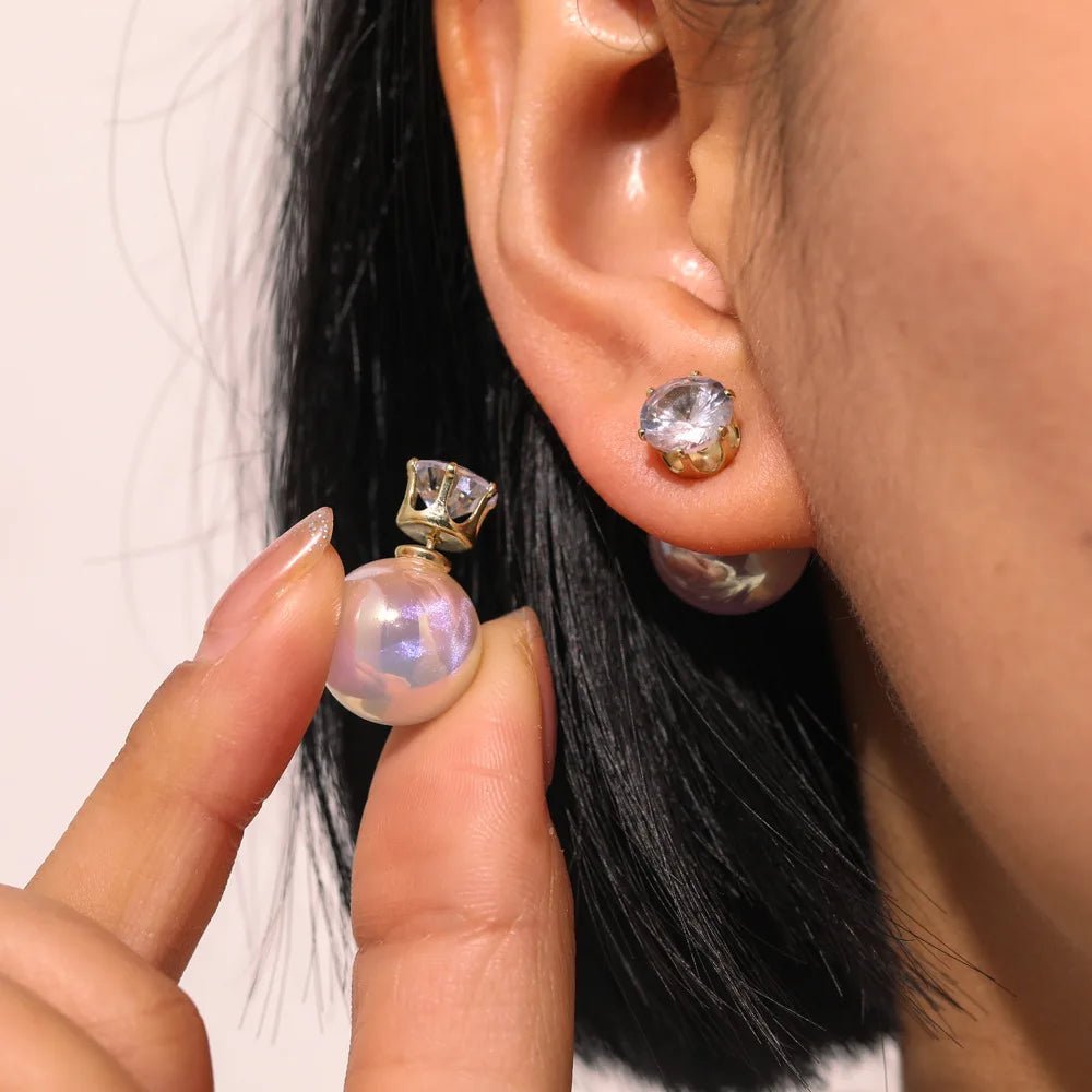 Pearl & Rhinestone Flower Drop Earrings - Cozy & Co. Market