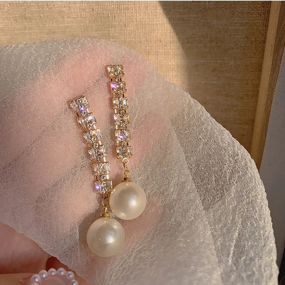 Pearl & Rhinestone Flower Drop Earrings - Cozy & Co. Market