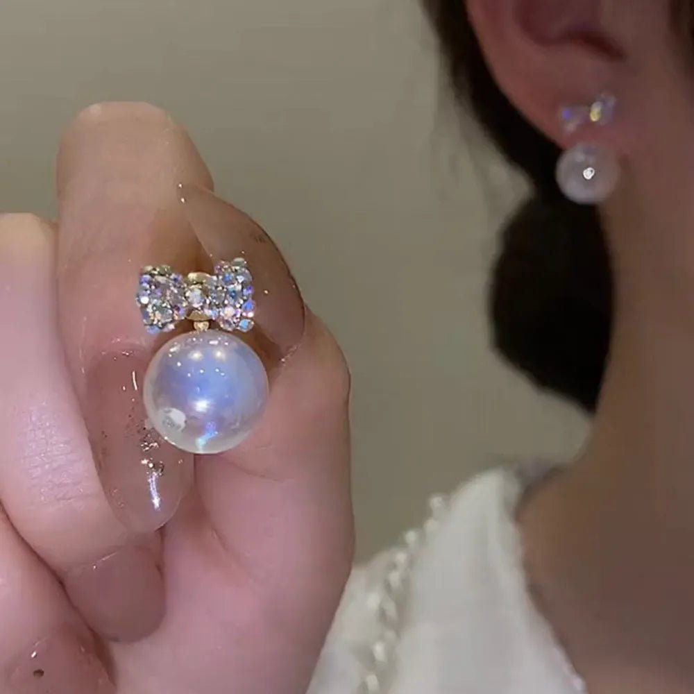 Pearl & Rhinestone Flower Drop Earrings - Cozy & Co. Market