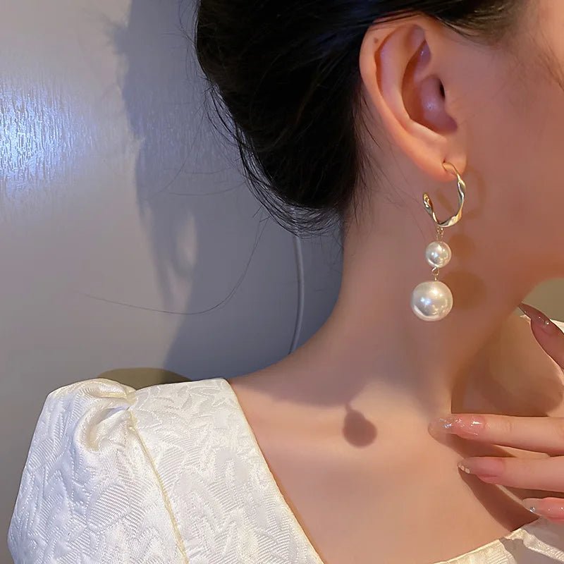 Pearl & Rhinestone Flower Drop Earrings - Cozy & Co. Market