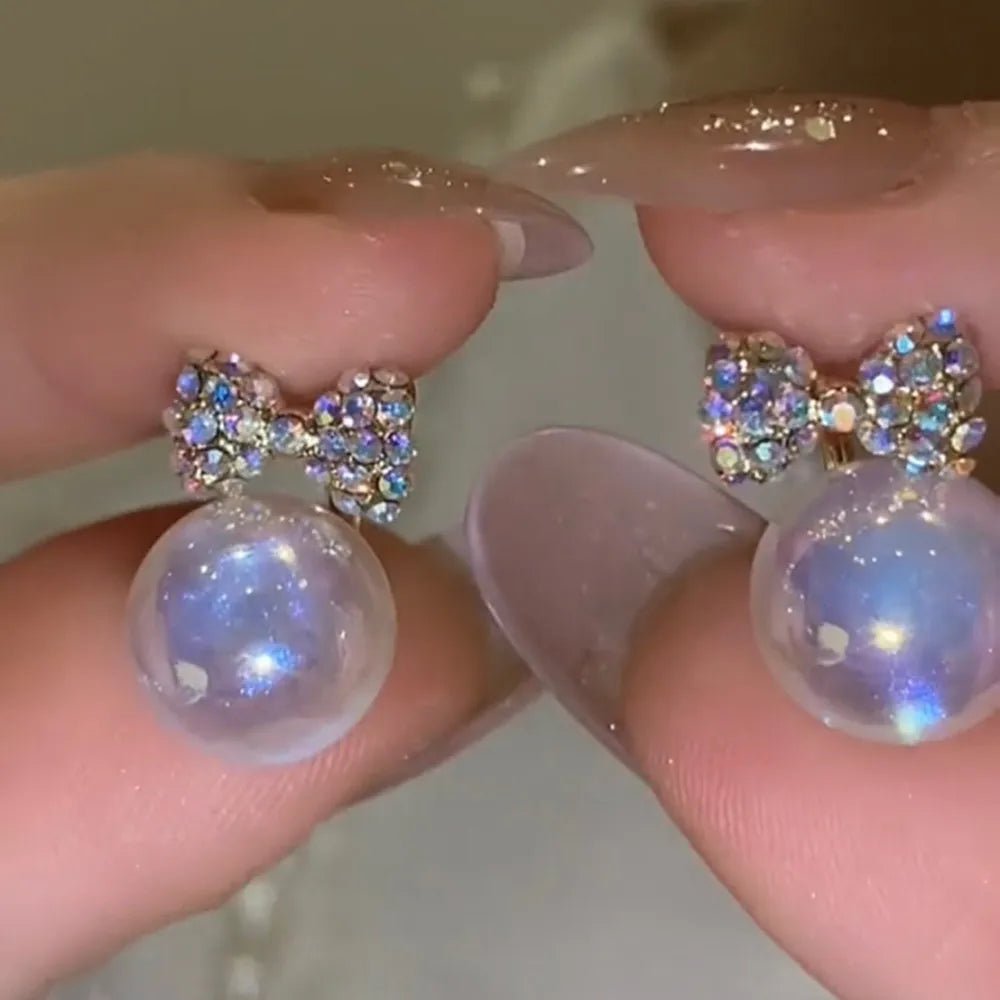 Pearl & Rhinestone Flower Drop Earrings - Cozy & Co. Market