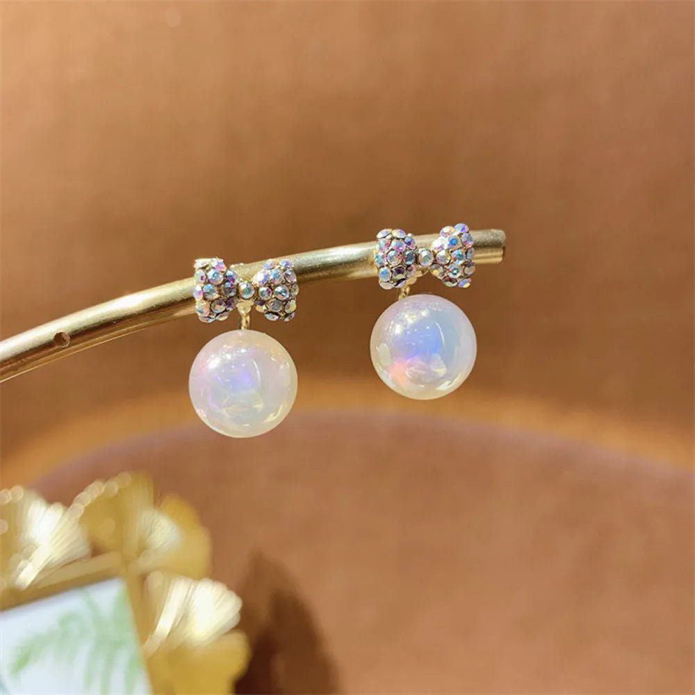 Pearl & Rhinestone Flower Drop Earrings - Cozy & Co. Market