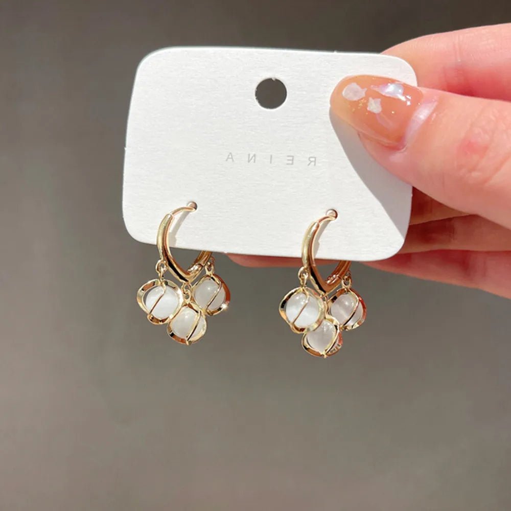 Pearl & Rhinestone Flower Drop Earrings - Cozy & Co. Market