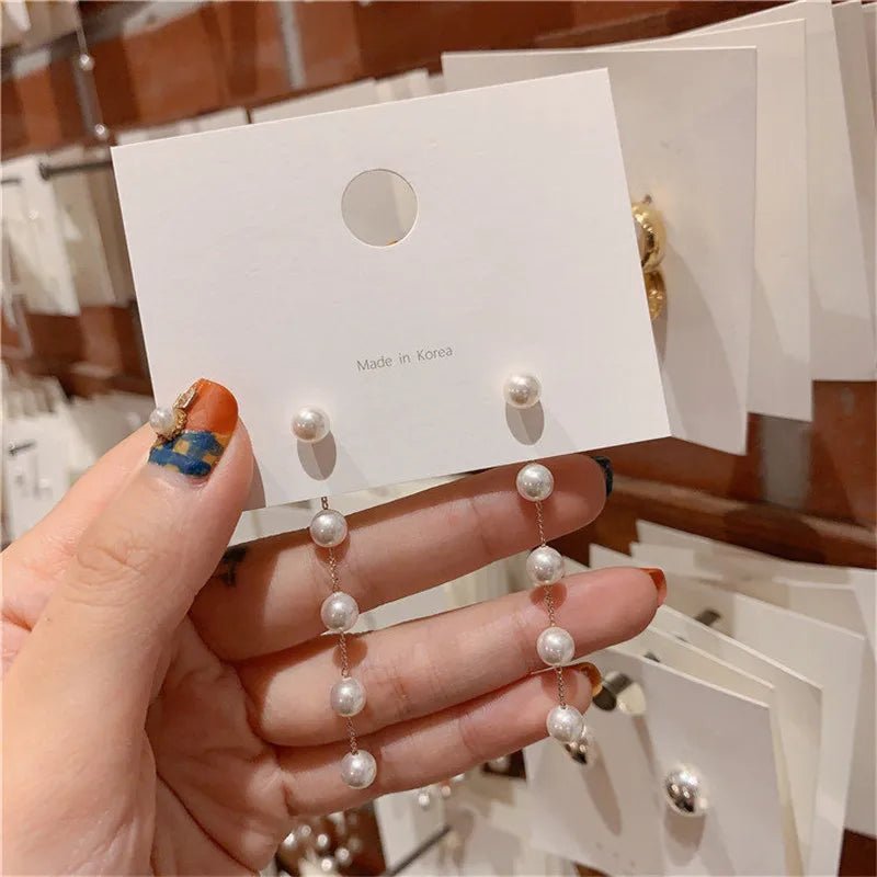 Pearl & Rhinestone Flower Drop Earrings - Cozy & Co. Market