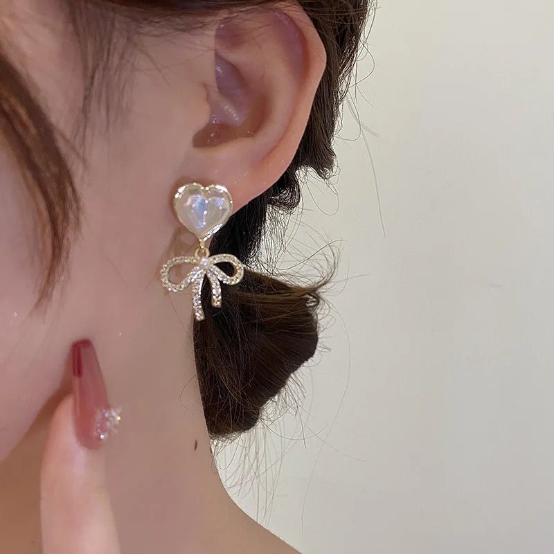 Pearl & Rhinestone Flower Drop Earrings - Cozy & Co. Market