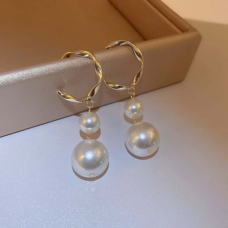 Pearl & Rhinestone Flower Drop Earrings - Cozy & Co. Market