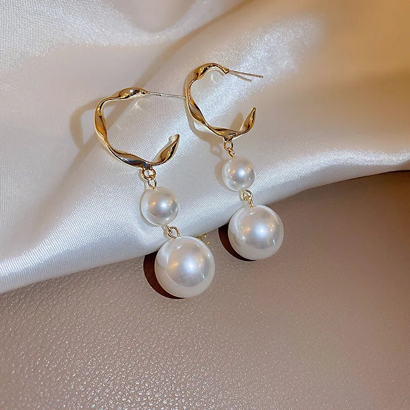 Pearl & Rhinestone Flower Drop Earrings - Cozy & Co. Market