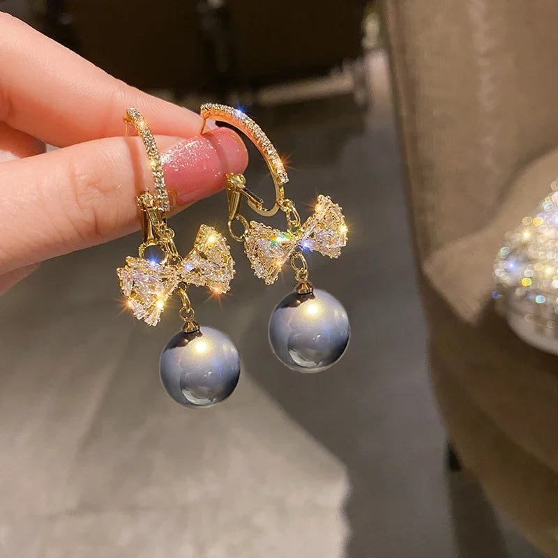 Pearl & Rhinestone Flower Drop Earrings - Cozy & Co. Market