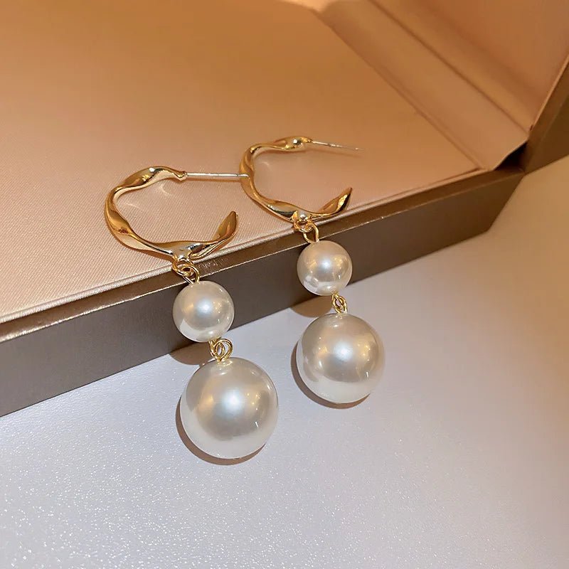 Pearl & Rhinestone Flower Drop Earrings - Cozy & Co. Market