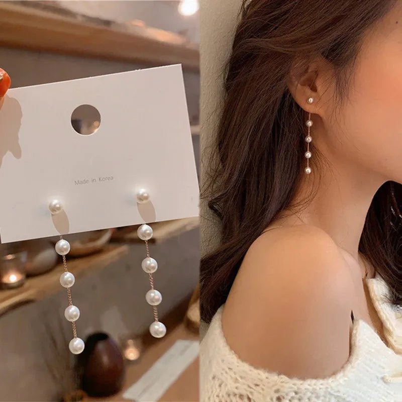 Pearl & Rhinestone Flower Drop Earrings - Cozy & Co. Market