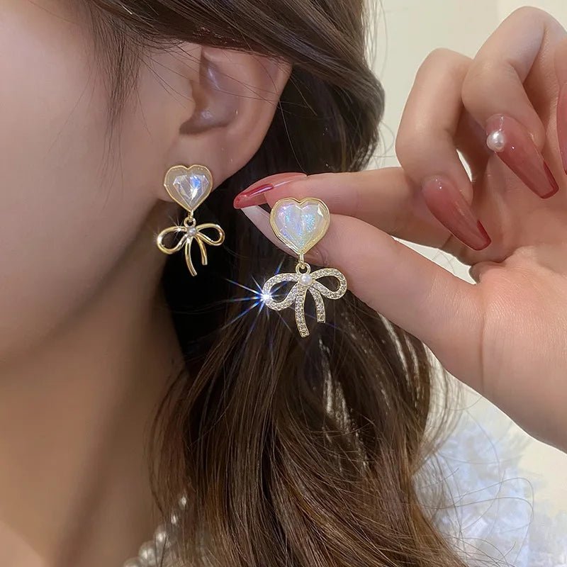 Pearl & Rhinestone Flower Drop Earrings - Cozy & Co. Market
