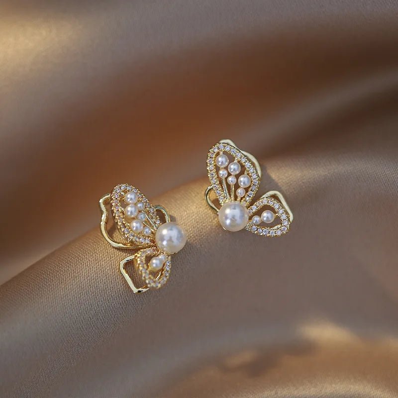 Pearl & Rhinestone Flower Drop Earrings - Cozy & Co. Market