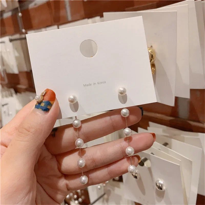Pearl & Rhinestone Flower Drop Earrings - Cozy & Co. Market