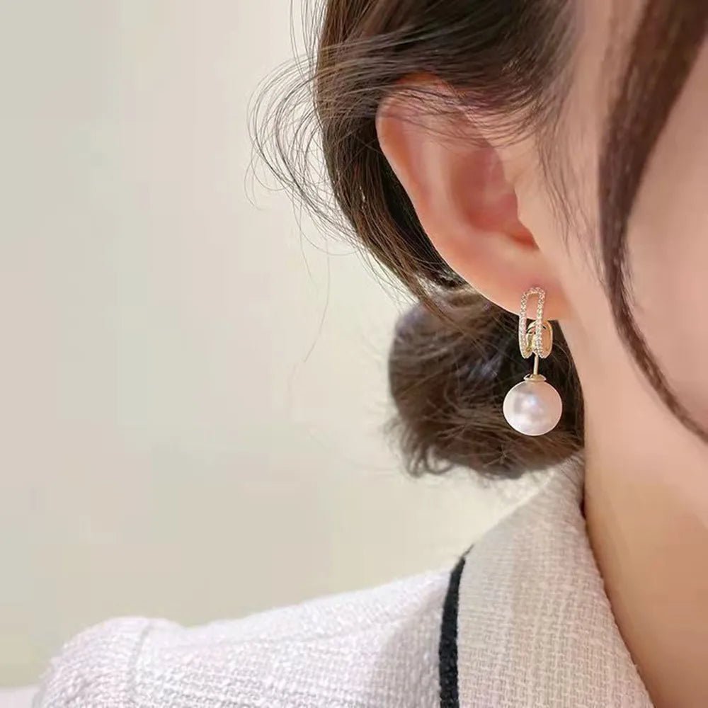 Pearl & Rhinestone Flower Drop Earrings - Cozy & Co. Market