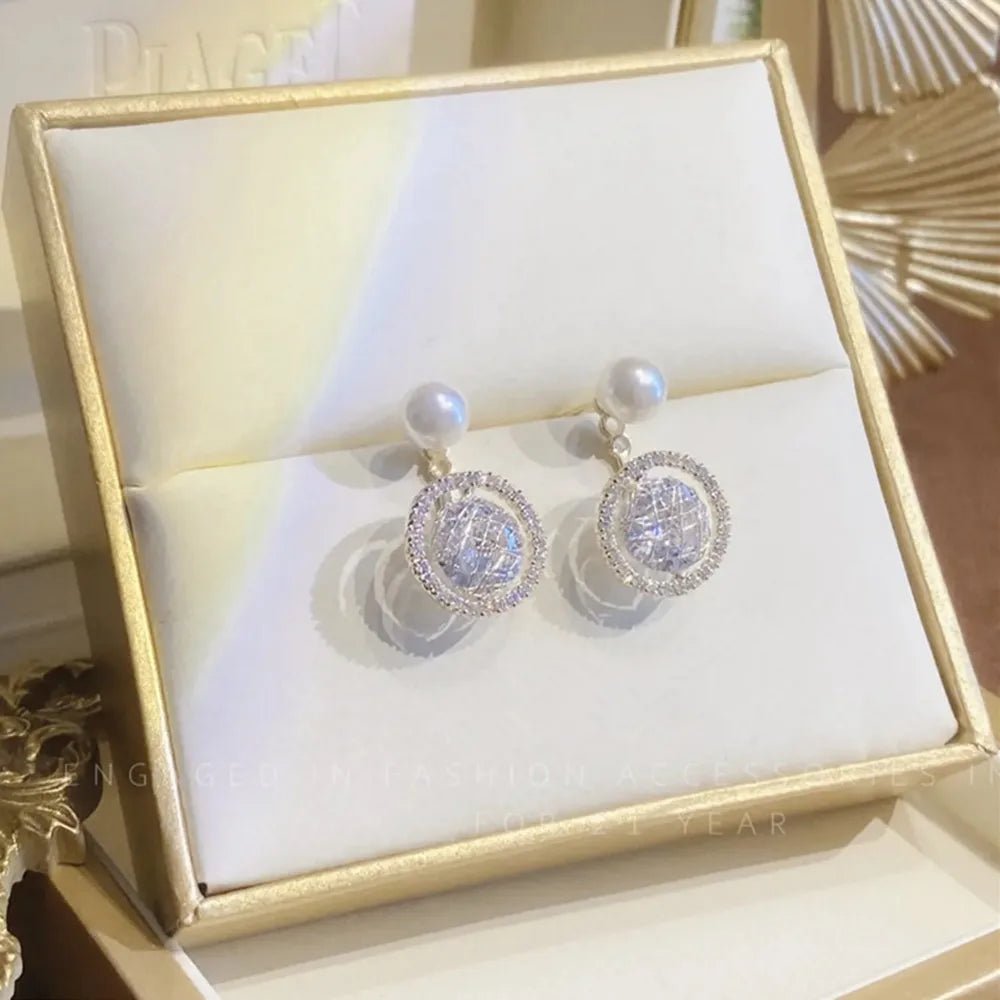 Pearl & Rhinestone Flower Drop Earrings - Cozy & Co. Market