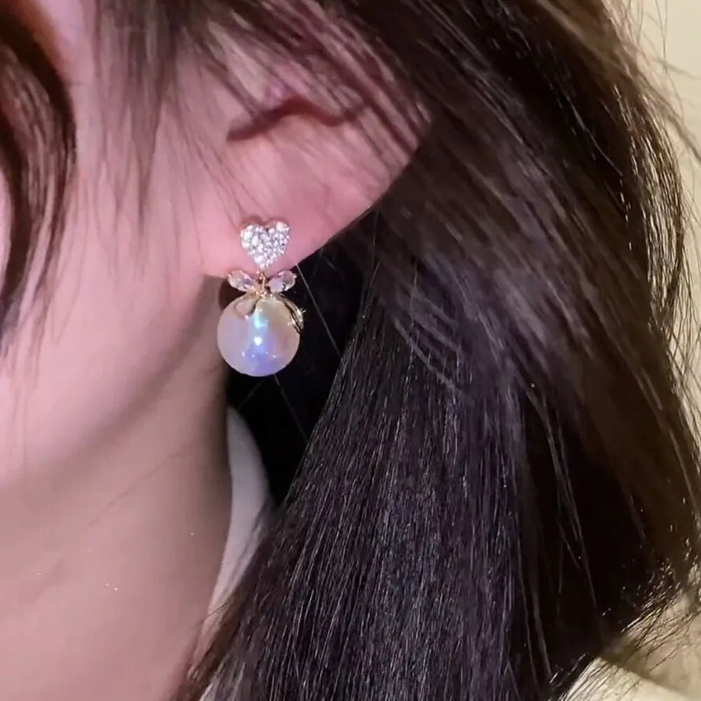 Pearl & Rhinestone Flower Drop Earrings - Cozy & Co. Market