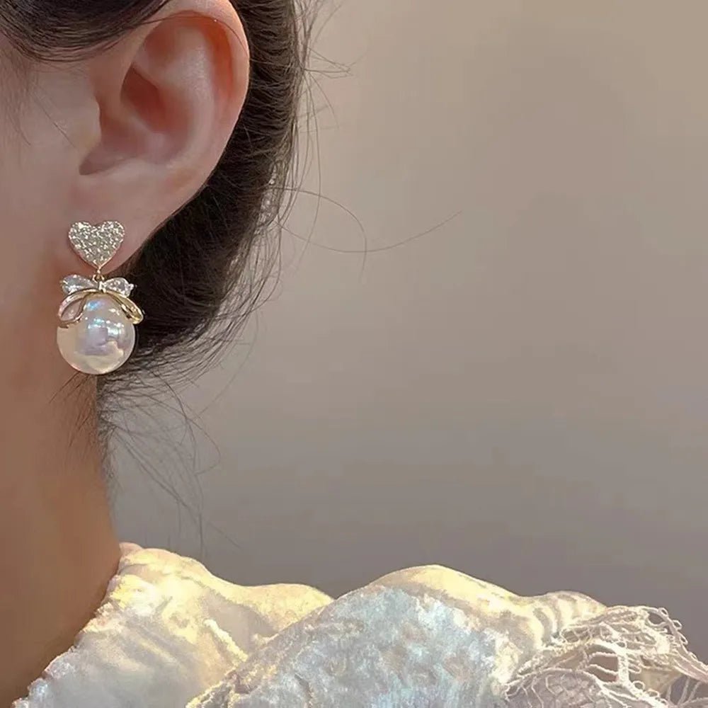 Pearl & Rhinestone Flower Drop Earrings - Cozy & Co. Market