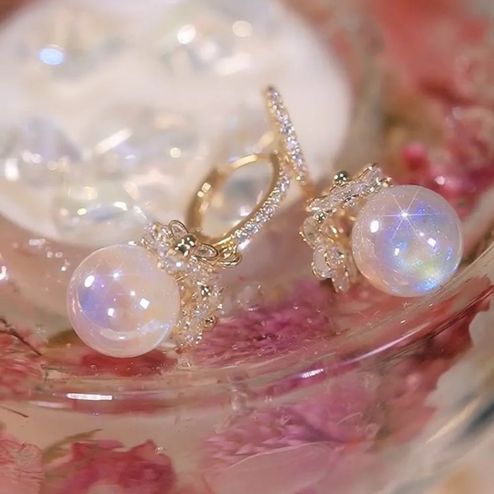 Pearl & Rhinestone Flower Drop Earrings - Cozy & Co. Market