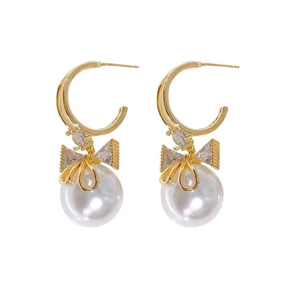 Pearl & Rhinestone Flower Drop Earrings - Cozy & Co. Market