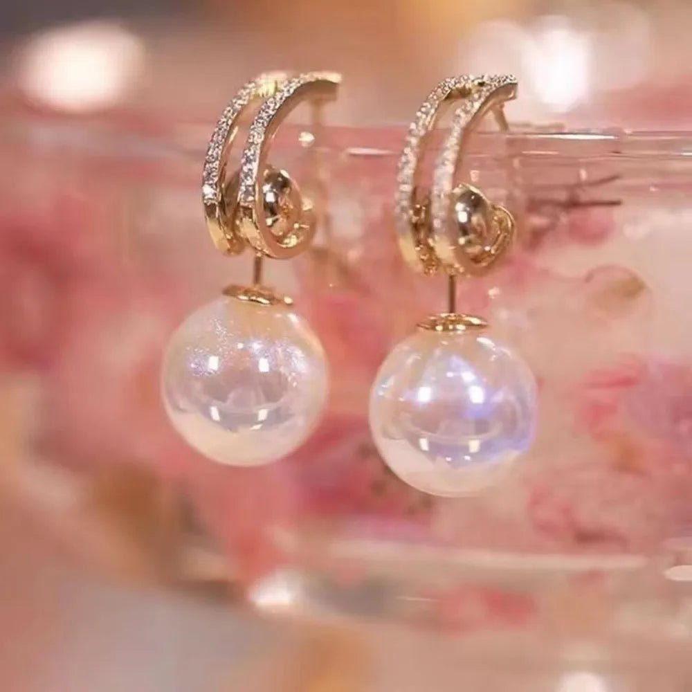 Pearl & Rhinestone Flower Drop Earrings - Cozy & Co. Market