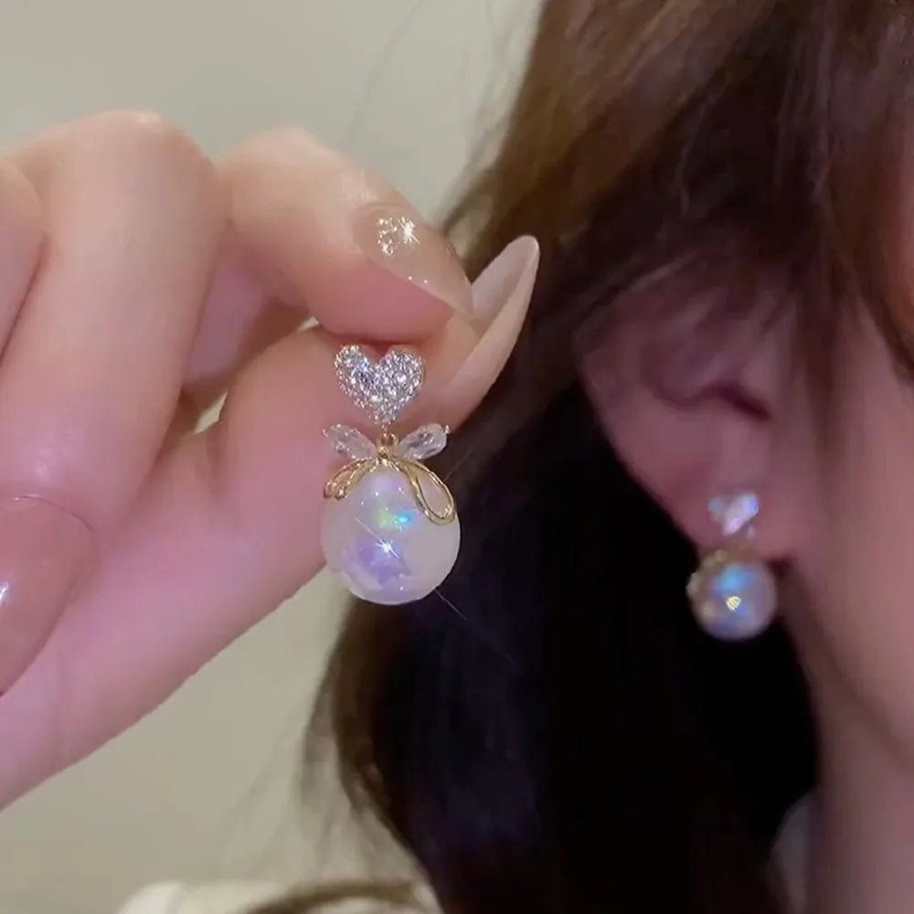 Pearl & Rhinestone Flower Drop Earrings - Cozy & Co. Market