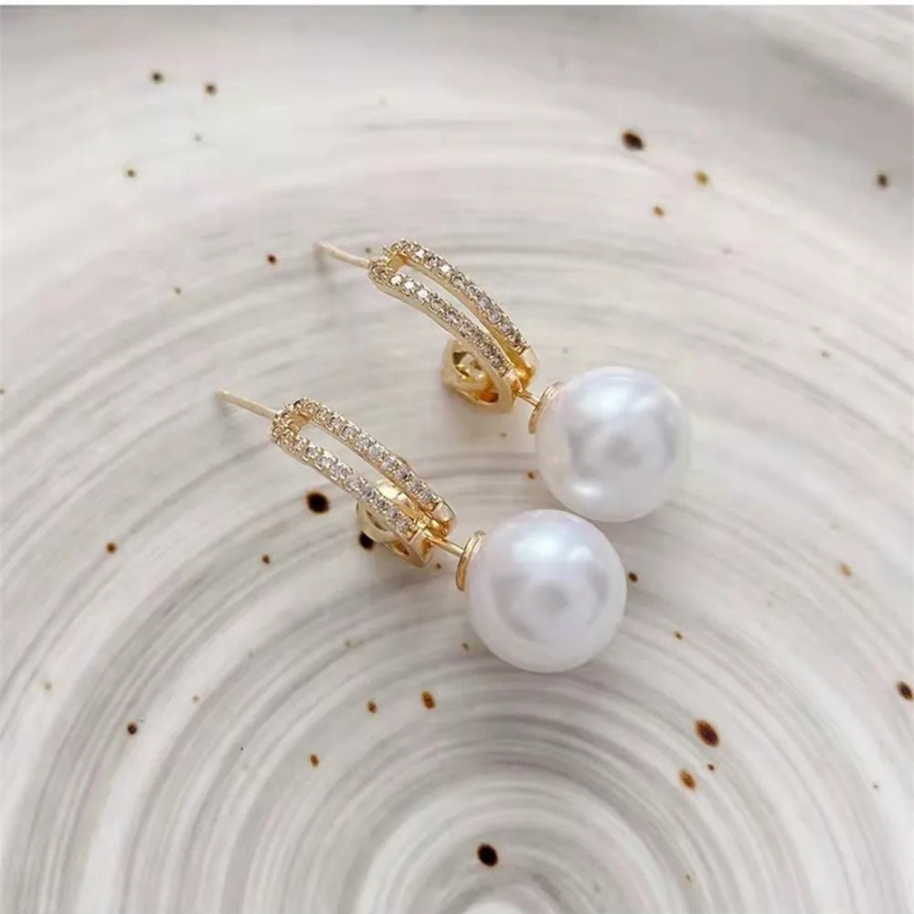 Pearl & Rhinestone Flower Drop Earrings - Cozy & Co. Market