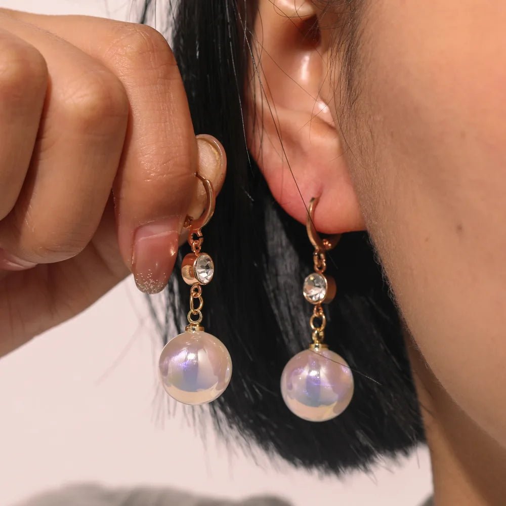 Pearl & Rhinestone Flower Drop Earrings - Cozy & Co. Market