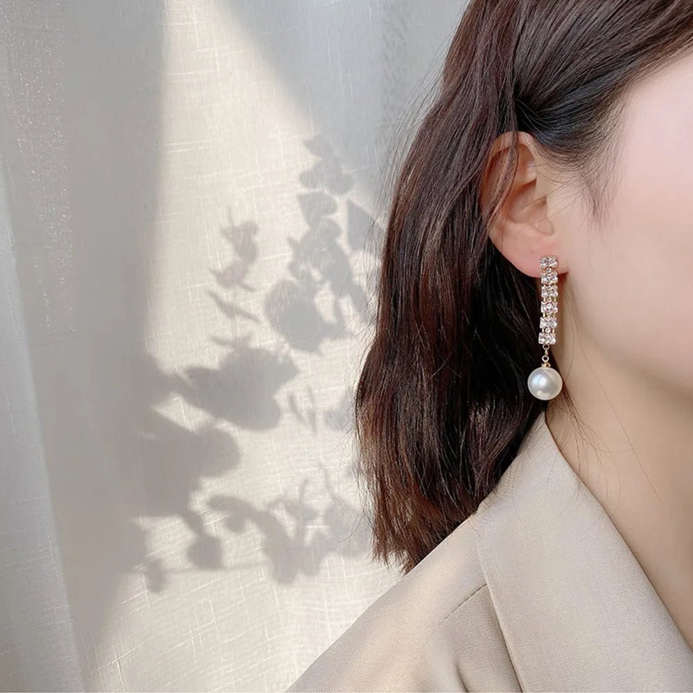 Pearl & Rhinestone Flower Drop Earrings - Cozy & Co. Market
