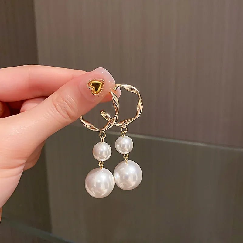 Pearl & Rhinestone Flower Drop Earrings - Cozy & Co. Market