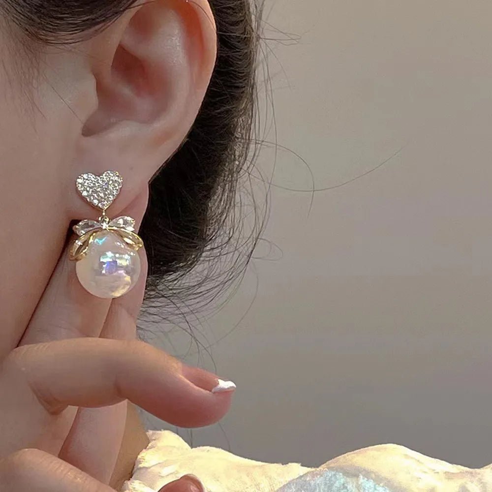 Pearl & Rhinestone Flower Drop Earrings - Cozy & Co. Market