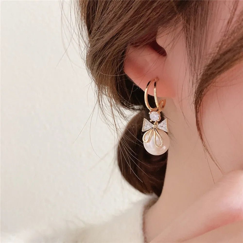 Pearl & Rhinestone Flower Drop Earrings - Cozy & Co. Market