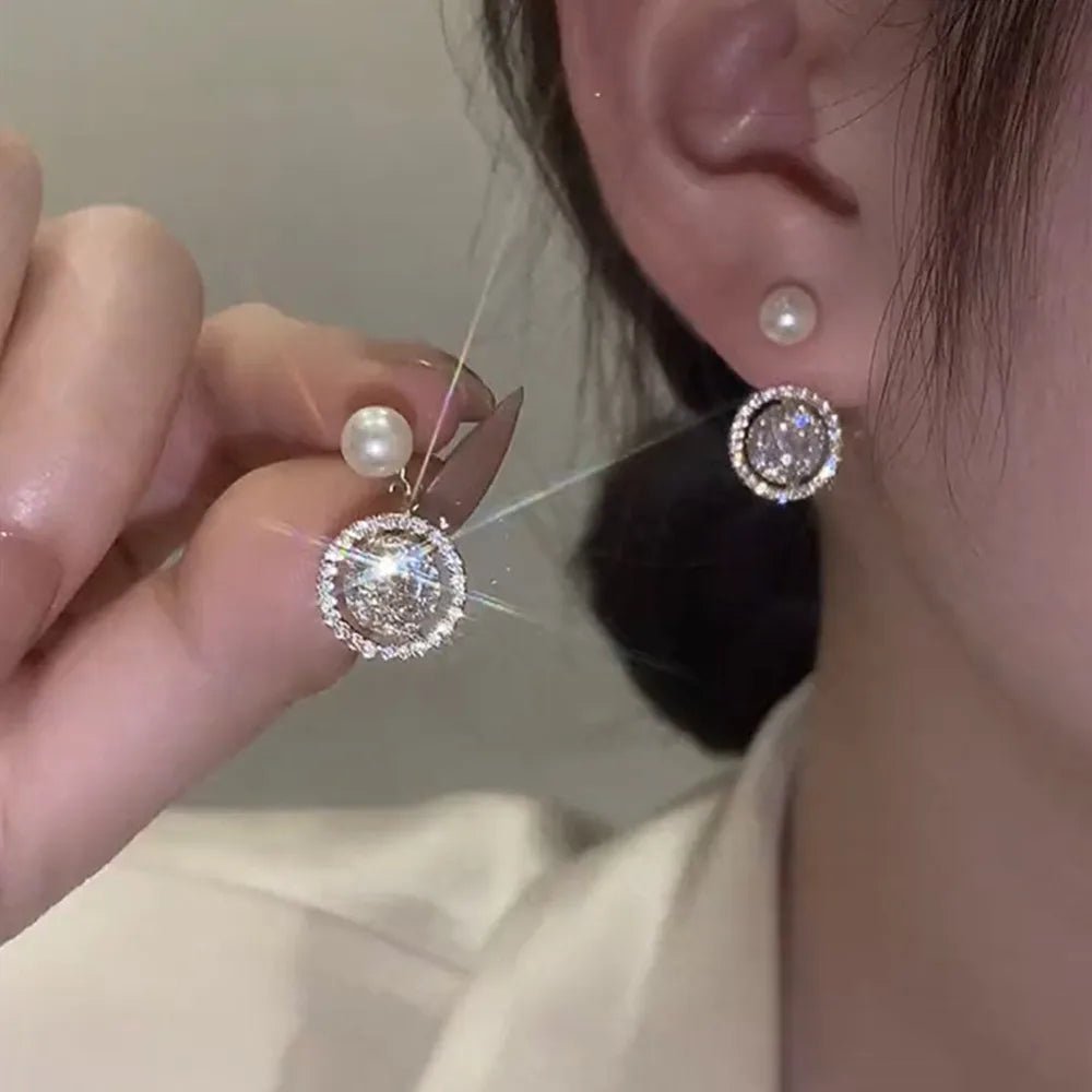 Pearl & Rhinestone Flower Drop Earrings - Cozy & Co. Market