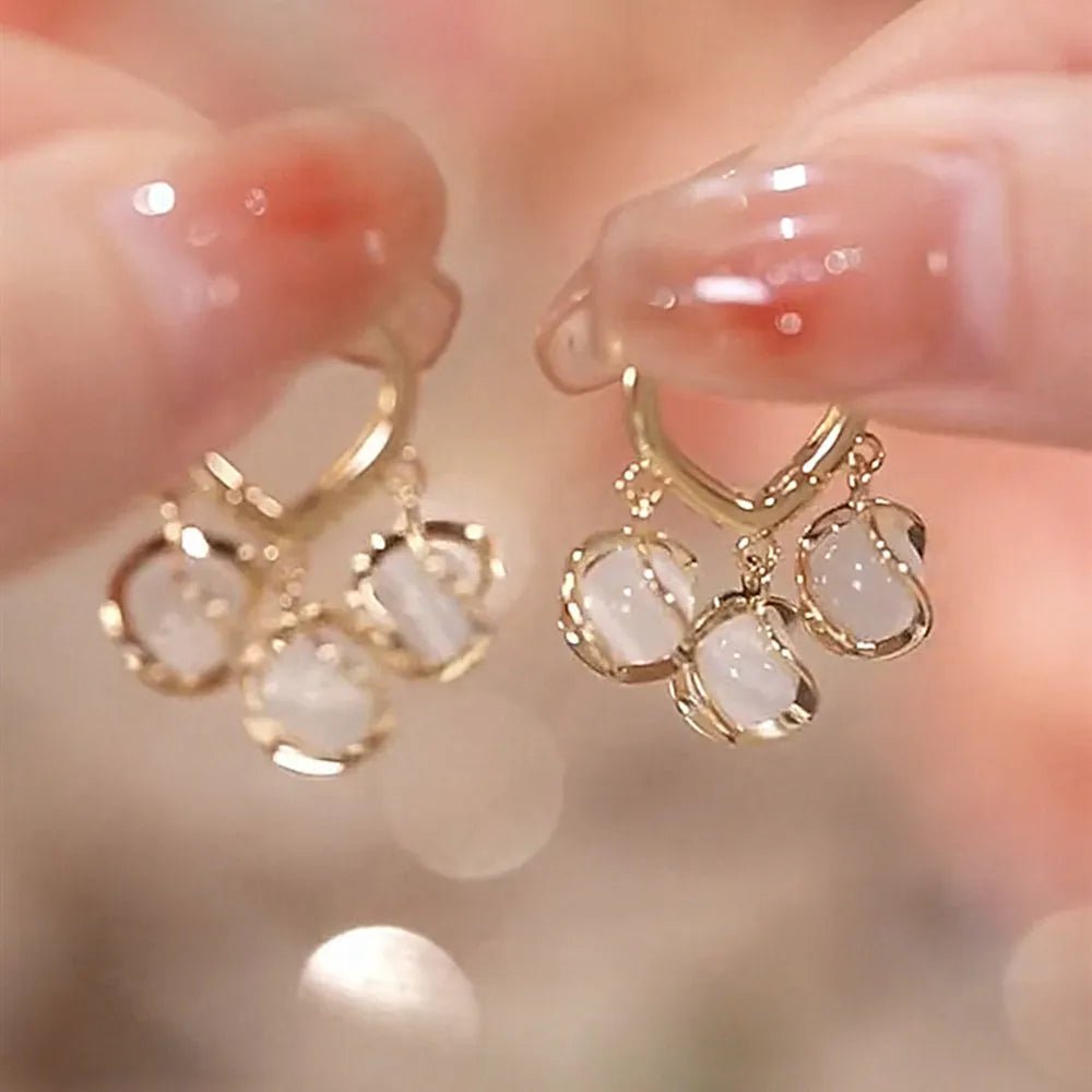 Pearl & Rhinestone Flower Drop Earrings - Cozy & Co. Market